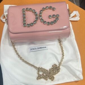 Dolce & Gabbana Pink Mini Bag with Crystal Logo